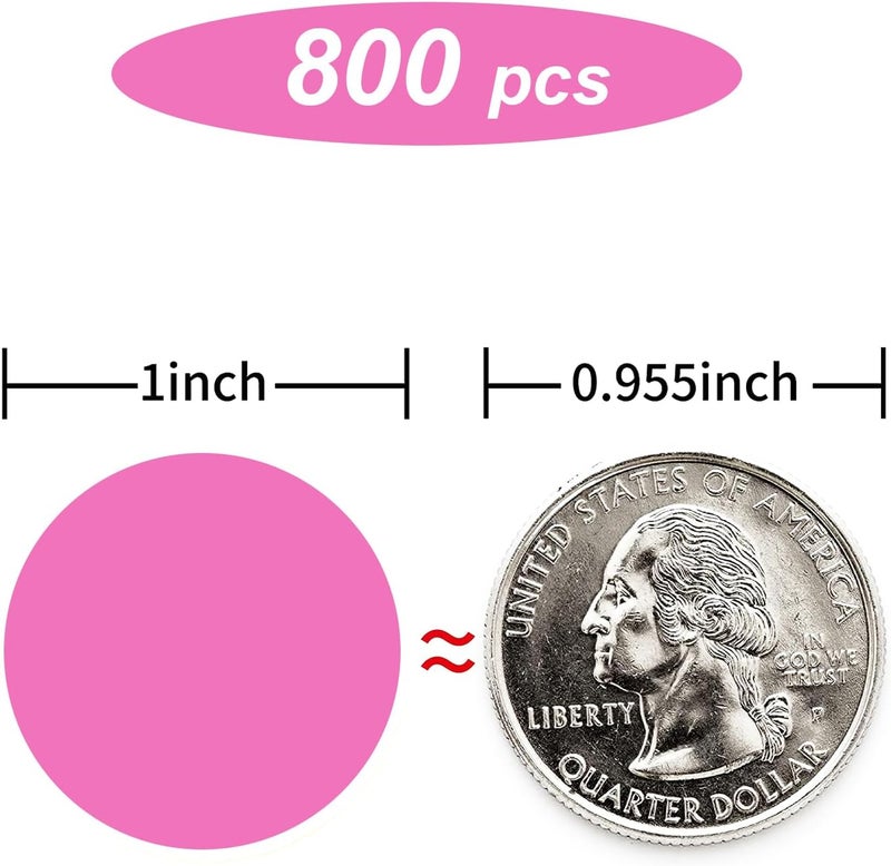 starboling 800Pcs 1 Inch Pink Round Color Coding,Dot Stickers Labels,Can Writing for Office,Student Classroom and Other Scenarios - Image 2